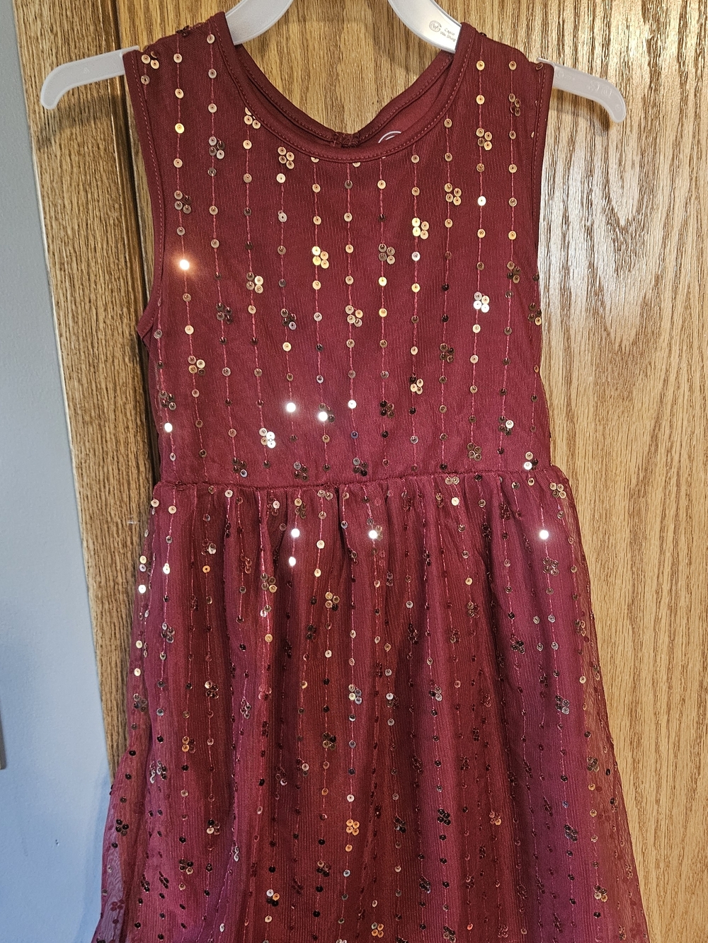 wonder nation Burgundy Sequin Tulle Party Dress